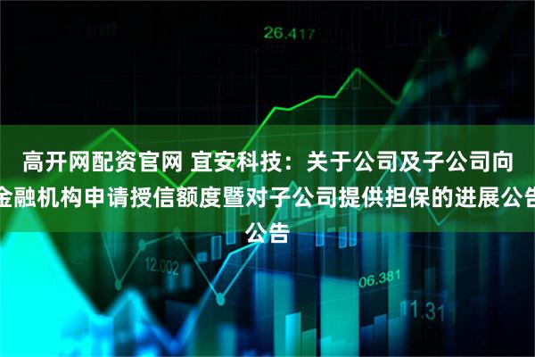 高开网配资官网 宜安科技：关于公司及子公司向金融机构申请授信额度暨对子公司提供担保的进展公告